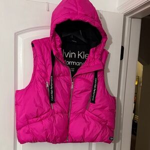 Calvin Klein Fuchsia Hooded Puffer Vest